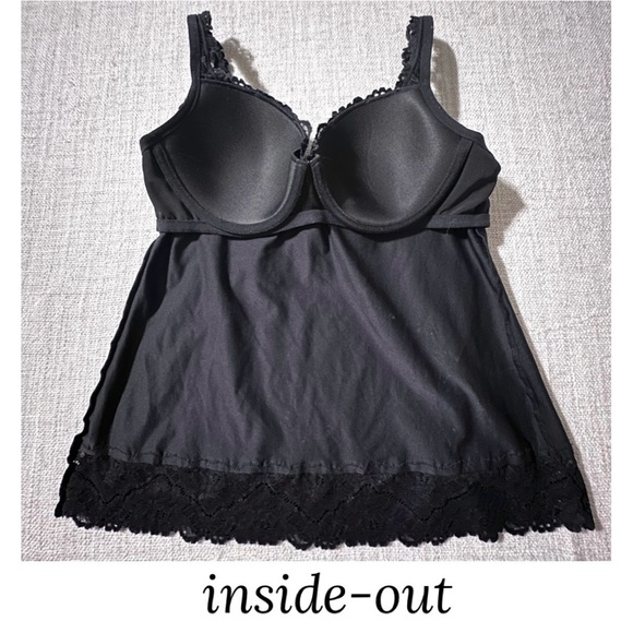 SOMA Black Travelers Addison Camisole Bra Lace Trim Tank Shapewear Women's 34C - Picture 7 of 14